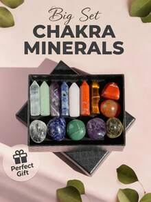 Large Chakra Healing Crystal Kit - Gemstones Tumbled Stones & Crystal Points, Energy Balancing Chakra Alignment, Spiritual Meditation Perfect Gift - Multicolor - View 1