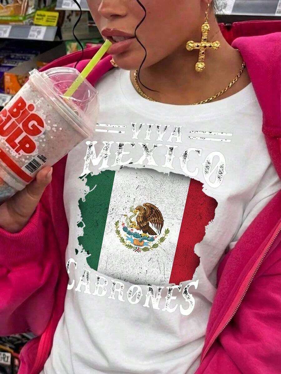 Camisetas Premium Casuales Unisex Bonitas, Camiseta con Gráfico de la Bandera Mexicana Desgastada con Emblema Nacional de Viva Mexico Cabrones, Camiseta Cómoda, Transpirable, Elegante, Versátil y Anti-Pilling, Camiseta que no se Decolora, Adecuada para Uso Diario, Deportes y Actividades de Ocio, Excelente Regalo para el Día del Padre y el Día de la Madre. - Blanco - Ver 1