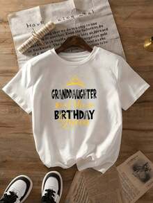 Cclothesta Women's Short Sleeve T-Shirt With Birthday Queen Grandmother Print, White T-Shirt With Dclothesado Design For Birthday Party Gift For Girl Or Teenager - 白色的 - 查看 2