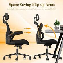 Ergonomic Office Chair, Comfy Mesh Desk Chair, High Back Computer Gaming Chairs With Adjustable Lumbar Support, Flip-Up Arms, He - Style Type as Pic - View 6
