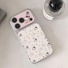 SANRIO 彩色线条 KT 猫咪手机壳，兼容 17 Pro Max/17 Pro，康宁钢化玻璃全包保护壳，适用于 17/16、15、13 Pro Max、14 - 彩色 - 查看 1