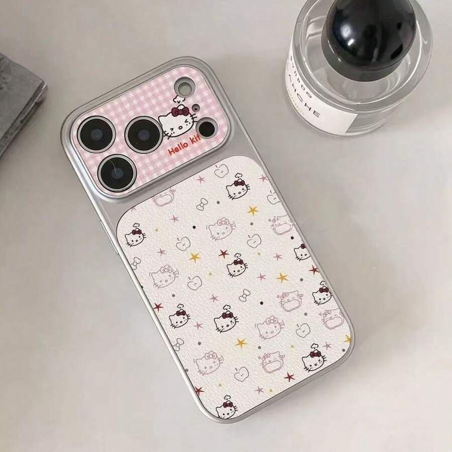 SANRIO 彩色线条 KT 猫咪手机壳,兼容 17 Pro Max/17 Pro,康宁钢化玻璃全包保护壳,适用于 17/16、15、13 Pro Max、14 - 彩色 - 查看 1