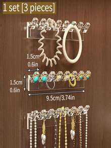 Bộ 3 giá treo trang sức 8 lỗ gắn tường, có móc treo vòng cổ, vòng tay và bông tai - Giá trưng bày chống rối, tháp đựng trang sức. - Nhiều màu - Xem 10