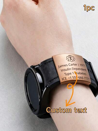 1pc Personalized Medical ID Tag For Watch Band, Custom Engraved Name Allergy Emergency Safety Identification Tag