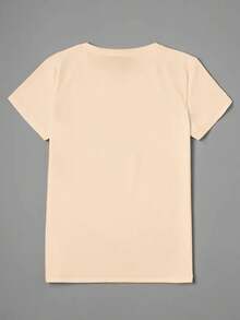Relaxed Purple T-Shirt With A Crew Neck And Short Sleeves Featuring The Phrase ' With A Hot Air Balloon Design. It's Ideal For Wearing At Home, For Outings, Or As A Gift. 100% Cotton. - 杏色 - 查看 3