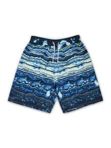 Pantalones cortos de playa con cordón en la cintura para hombres, bañadores de verano - Multicolor - Ver 3