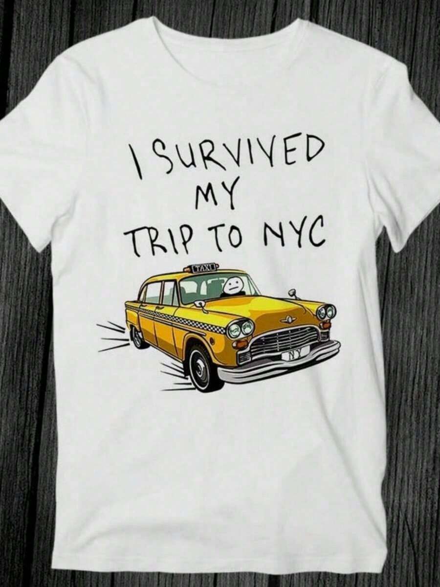 Sobreviví a mi viaje a Nueva York, camiseta de la película Spider con diseño ingenioso, manga corta, estilo casual, estilo de prenda estándar, adecuada para primavera y otoño, se recomienda lavar a mano, para reuniones de negocios informales y uso diario, con camiseta, sudadera, ropa casual, tops, ropa, estilo business casual, Y2k, 100% algodón. - Blanco 1 - Ver 1