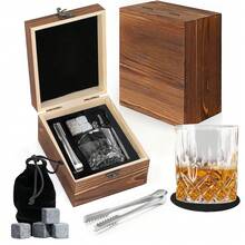 Glass Cup Wooden Box Set, Granite Ice Stone Set, Multiple Cups, Exquisite Wooden Box, Prepare A Gift For Friends, Carry Exquisite Set For Outdoor Travel - A - View 2