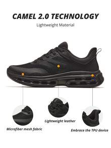 CAMEL CROWN Men's Shock-Absorbing Sports Shoes, Breathable Non-Slip Outdoor Running Shoes, Spring/Summer - All Black - View 8