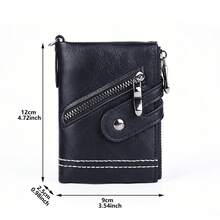Ví nam Carrken mới, kiểu dáng retro, khóa kéo đôi đa năng, ví cài nút tiện dụng cho thanh thiếu niên, học sinh, đựng nhiều thẻ, quà tặng cho nam giới. - Nhiều màu - Xem 3