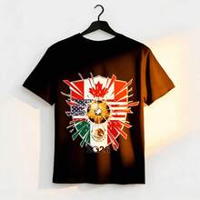 Tops para mujer Casual de Algodón Negro de Manga Corta y Cuello Redondo para Mujer con Estampado de la Bandera de la Copa Mundial 2026, Ropa de Verano para Mujer, Ropa de Vacaciones para Mujer, Blusas para Mujer, Blusas de Verano, Conjuntos de Verano, Ropa de Verano, Regalos de Pascua - Negro - Ver 3