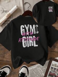 Frase inspiradora que transmite fuerza interior y confianza mostrando una pesa que simboliza determinación y actitud positiva perfecta para mujeres activas y seguras camiseta de mujer de doble cara casual cómoda para uso diario - Negro - Ver 1
