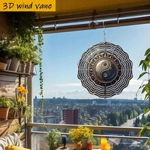 1 pieza Escudo redondo de 10 pulg.*10 pulg. con diseño 3D rústico de Yin Yang Tai Chi, con gancho giratorio de 360° para hacer un móvil creativo DIY (no incluye el colgante), estilo aleatorio - A - Ver 5