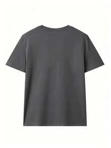 Playeras de Mujer Cuello Redondo Manga Corta, Camiseta con Estampado de Moda Actual, Tops Básicos Casuales - Gris Oscuro - Ver 2