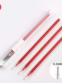4pcs(1pen+3refills) Of Pens And Spare Ink Cartridges- Skin Marker Pen,Office Supplies, Gifts For Classmates, Friends, And Family,Pink Gel Pen Refills Set, Smooth Writing Replacement Pen Refills For Journaling & Note Taking - Minimalist - View 5