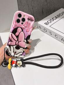 Disney Minnie Mouse Phone Case With Minnie Charm And Lanyard - Cute Minnie Protective Case With Large Pink Bow And Firework Background Design, Equipped With Delicate Minnie Decorative Lanyard And Beaded Bracelet For Easy Carrying, Compatible With IPhone 17, 16, 15, 14, 13, 12, 11 Pro Series, Ideal For Birthdays, Holidays, Anniversaries, Graduation Gifts, Or Any Special Occasion To Surprise Family, Friends, Classmates, And Loved Ones. - 白色 - 查看 6