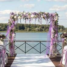 12pcs Artificial Wisteria Hanging Flowers, Fake Wisteria Wreath, Silk Vine Garland Decor For Home, Wedding Arch, Wall, Garden, Bedroom, Office, Party - Mauve Purple - View 3