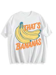 Camiseta Casual , Nueva Camiseta de Verano Holgada con Estampado y Cuello Redondo, Camiseta Gráfica Divertida "That's Bananas", Camiseta Retro con Meme de Fruta para Mujeres y Hombres, Camiseta Vintage para Amantes de las Bananas, Camiseta de Comida para Chicas, 100% Algodón, Duradera - Blanco - Ver 7