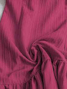 Vestido casual mini de mujer con tirantes de amarre, espalda descubierta, sin mangas, corte evasé y dobladillo con volantes - Rosa - Ver 6