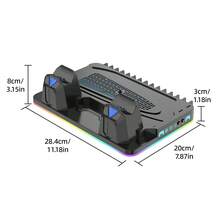 Cooling Base For P5 Standard/Slim/Pro Disc And Digital Editions, 2.5H Dual Controller Charging Station With 3-Speed Fan, 9 RGB Modes, 14 Game Card Slots, Headphone Holder, 2 USB-A Ports And USB-C Input - View 10