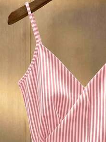 top de tirantes finos con volantes y rayas, decoración con botones y cruce delantero, para mujer, primavera/verano - Rosa - Ver 6