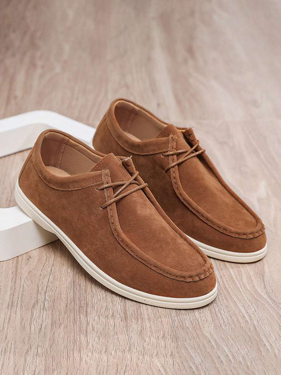 Zapatos de cuero formales para hombres, zapatos de cuero para todas las estaciones, zapatos de negocios con cordones de estilo colegial con suela gruesa, suela blanda, zapatos con aumento de altura, zapatos casuales juveniles - Marrón - Ver 1