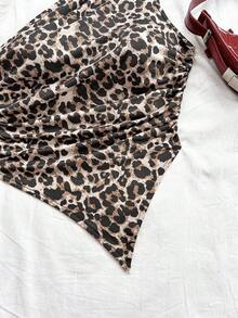 Blusa de mujer con estampado floral sexy, bajo asimétrico y hombros fruncidos, adecuada para vacaciones en la playa - Multicolor - Ver 6