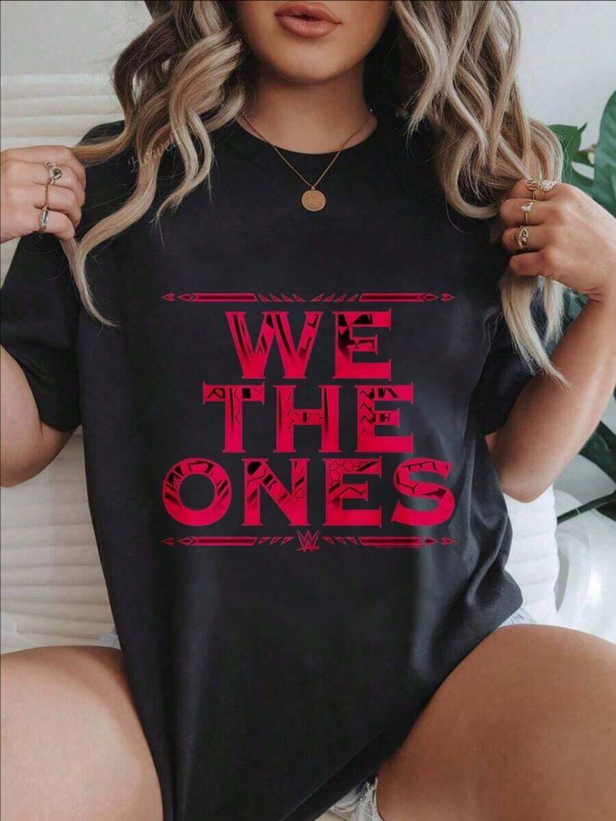 Camiseta Casual de Manga Corta para Mujer - Diseño con el Logo de We The Ones WWE, Cuello Redondo, Top de Verano, Lavable a Máquina, Camisetas para Damas, Ropa Casual, Estilo Moderno, Ajuste Cómodo
Negro - Negro - Ver 1