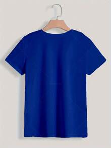 Classic Plus Size - Women's T-Shirt With Modern Prints, Featuring Colorful Butterfly And Flower Designs, Perfect For A Casual Summer Look. This Short-Sleeved, Crew-Neck T-Shirt Is Ideal For Summer And Fall, Making It A Great Gift For Thanksgiving And Christmas. Best Seller - 藍色 - 查看 3