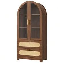 Display Cabinet With Montmartre Arch, 175 X 80 X 40 Cm, Bookcase With 2 Drawers And Adjustable Shelves, Retro Style, Walnut - Brown - View 8