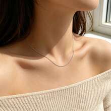 S925 Sterling Silver Men's Necklace, Gold Tone Hip-Hop Chain, Hypoallergenic Material, Suitable For Street Dance And Dating, All-Season Basic Necklace, Best Choice For Boyfriend Holiday Gift - Silver -o Chain - View 3