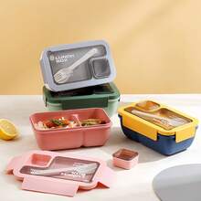 1pc Lunch Box With Utensils, Portable Leak-Proof Food Storage Container, Dishwasher , Microwaveable, Easy To Clean, For Back To School, Classes, College, Office, Camping And Picnic, School Supplies, Kitchen Storage Box And Cabinet, Kitchen Accessories - Multicolor - View 6