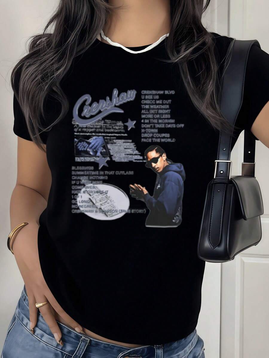 Texto con letras urbanas que evocan la superación personal y la fuerza interior acompañadas de una figura reflexiva sobre un fondo oscuro creando un mensaje de motivación moderna camiseta de mujer casual juvenil cómoda y moderna - Negro - Ver 1