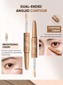 JUDYDOLL DUAL-END CONTOUR & HIGHLIGHT STICK, Stik Kontur & Highlight untuk Shading, Highlighting, Membentuk Hidung, Garis Bibir, Mencerahkan Wajah, Menutupi Lingkaran Hitam, Profil Samping, Makeup - 01 Nuansa Dingin & Zaitun - View 7