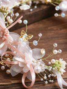 Conjunto de 2 Coroas de Flores Luxuosas ao Estilo Coreano, Perfeitas para Apresentações, Festas de Aniversário, Férias, Festas Encontros ou Uso Diário. - acessório de cabelo rosa - Ver 8