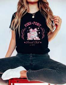 Premium Pink Pony Social Club T-Shirt: Rodeo T-Shirt, T-Shirt, Gifts For Fans, Gift Idea - 黑色 - 查看 1