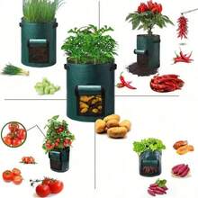 1 Peça Saco para Plantio de Batatas, Com Tampa Articulada e Alça Importada, Saco de Plantio de Jardim Durável, Vaso de Tecido Não Tecido Espesso, Adequado para Tomates, Batatas, Cenouras, Cebolas, Taro, Rabanetes e Outras Hortaliças e Frutas - Multicolorido - Visão 4