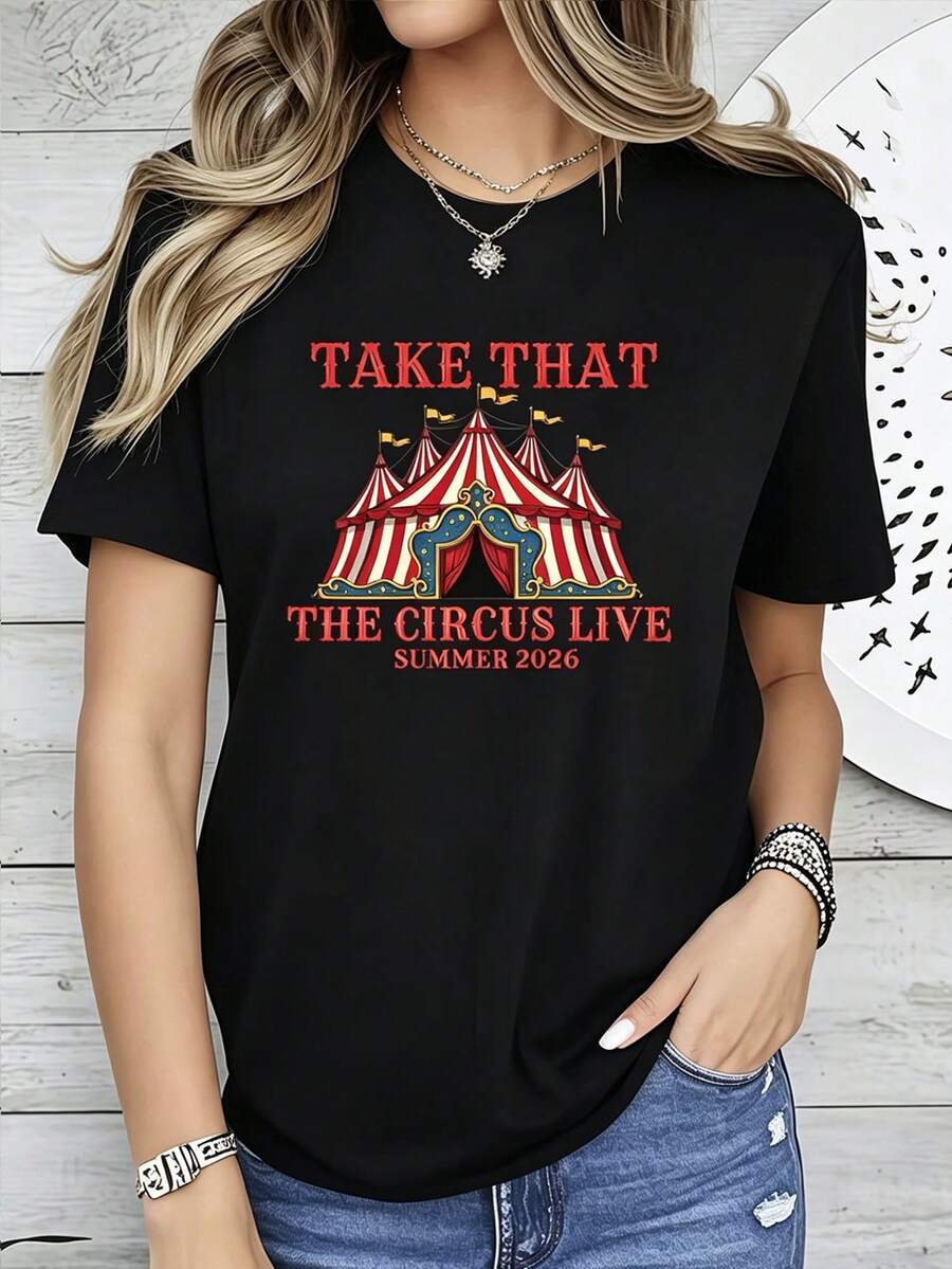 Ladies Pure Cotton Round Neck Short Sleeve Tee Casual Loose Daily Essential Wear - Black - View 1