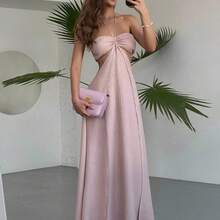New Boho Style Dress With Oversized Ruffle, Drawstring Waist, Strapless, Versatile Wear, Romantic Beach Vacation Vibe Gown - Albaricoque - Ver 4