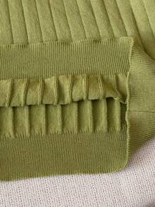 Boys' Solid Color Cable Knit Short Sleeve Half Zip Lightweight Sweater, Suitable For School, Daily Wear In Spring, Summer And Autumn - Green - View 5