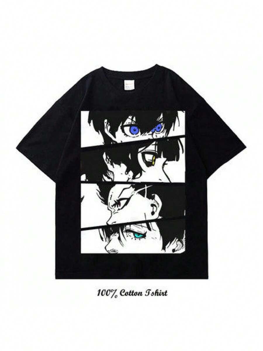 Camisetas de anime, camisetas de manga corta de anime, sudaderas de anime, camisetas estampadas de anime, camisetas para fans de anime, camisetas de anime japonés, camisetas únicas, camisetas de cómics de anime, camisetas unisex. - Negro - Ver 1