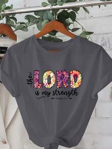 1 Women's T-Shirt With Religious Floral Print - White Religious Clothing, Casual Round Neck Top, Suitable For Church, Bible Study And As A Gift For Christian Women, 180g Opaque 100% Cotton Fabric. - 白色 - 查看 9