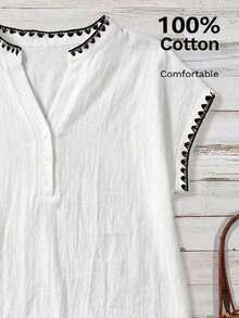 Camisa negra minimalista y casual para mujer, adecuada para el verano - Multicolor - Ver 6