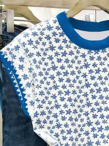 Nueva camiseta de manga corta con bloques de color y rayas, ropa de primavera/verano - Multicolor 3 - Ver 5