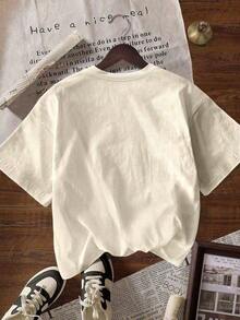 Women's Casual, Loose-Fitting, Round-Neck, Short-Sleeved T-Shirt With A Print Of A Dachshund Dog Wearing Heart-Shaped Glasses, Ideal For Everyday Wear In Spring And Summer. - 彩色 - 查看 3