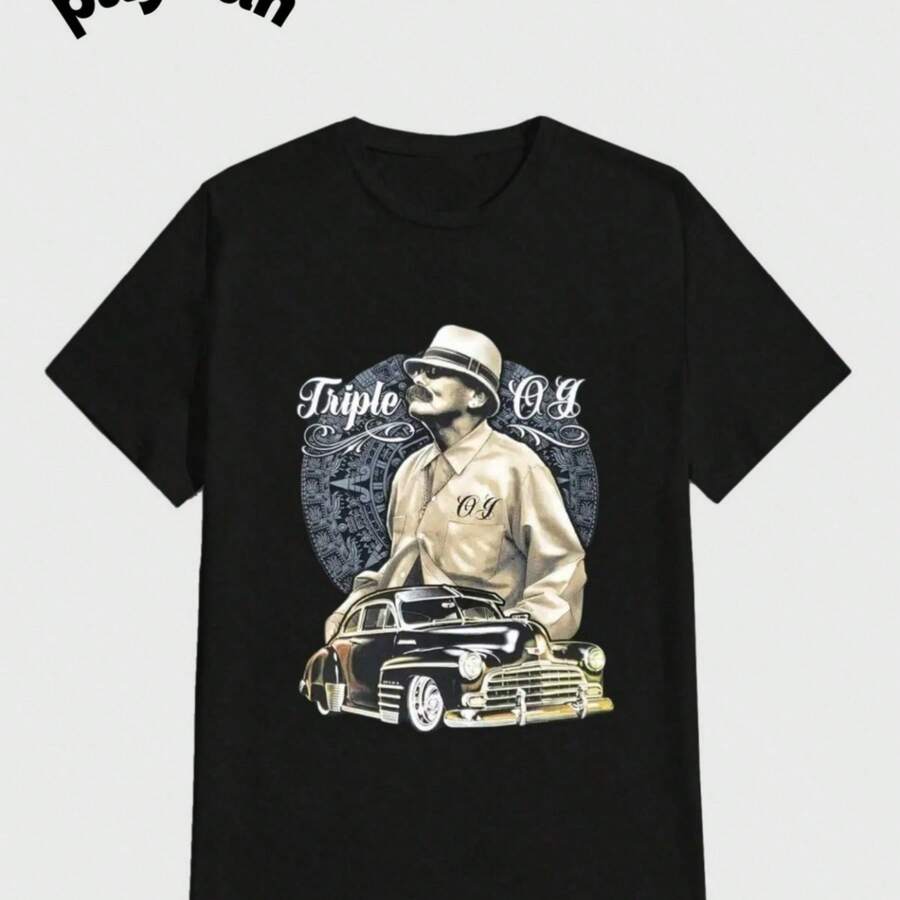 Payeah Cruising Lowrider Bike It Clown Joker Gangster David Gonzales Dga Casual Digital Print Pure Heavy Cotton T Shirt - màu đen - Xem 1