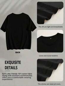 Camiseta de  con Estampado de Bola de Discoteca y Cerezas, Manga Corta Casual, Cuello Redondo, de Algodón, Tejido Suave y Transpirable, Ideal para el Verano, Perfecta para Fiestas, Estilo Y2K, Transpirable y Cómoda. - Negro - Ver 3