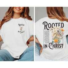 Edición Limitada Camiseta Arraigada en Cristo Camisetas Cristianas para Mujer Camiseta Oversized de Jesús con Gráficos de Versículos Bíblicos - Top Cómodo Oversized de Algodón Ligero - Negro - Ver 11