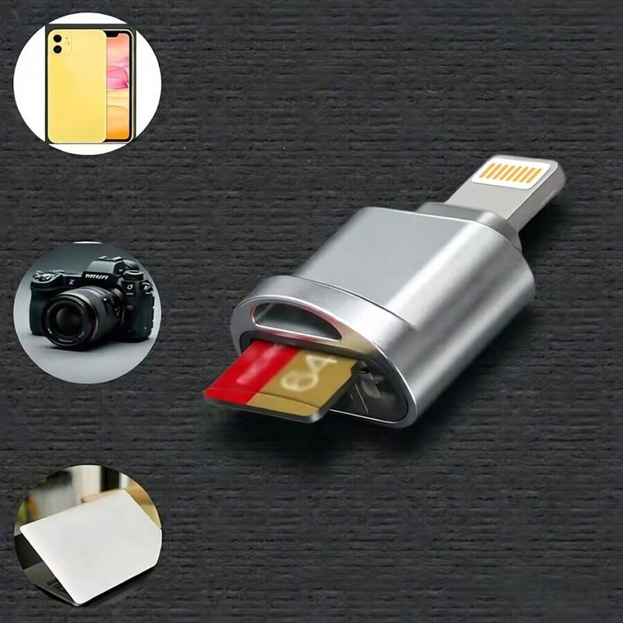 1个兼容的Micro TF卡读卡器适配器/OTG转Micro TF卡读卡器/存储卡读卡器，兼容 14 Pro Max/14 Pro/14 Plus/14/13/12/11/XS/XR/8/7/6系列 - 彩色 - 查看 1