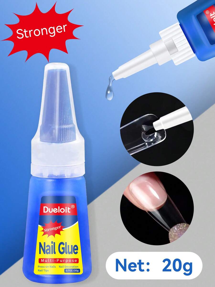 Dueloit 20g Super Strong Nail Glue, Suitable For Press-On Nails And Acrylic Nail Tips, Natural Air Dry, Waterproof And Long-Lasting, Easy To Use - Clear - View 1